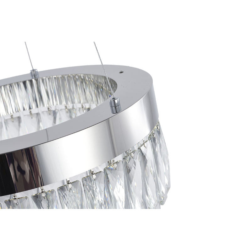 Round Frame LED Chandelier with Clear Hanging Crystals by Bethel - view 30