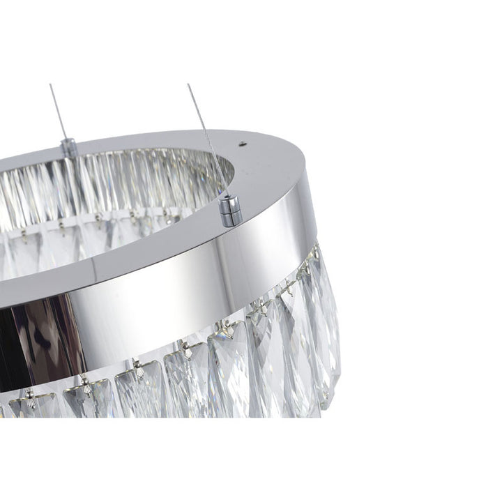 Round Frame LED Chandelier with Clear Hanging Crystals by Bethel - view 30