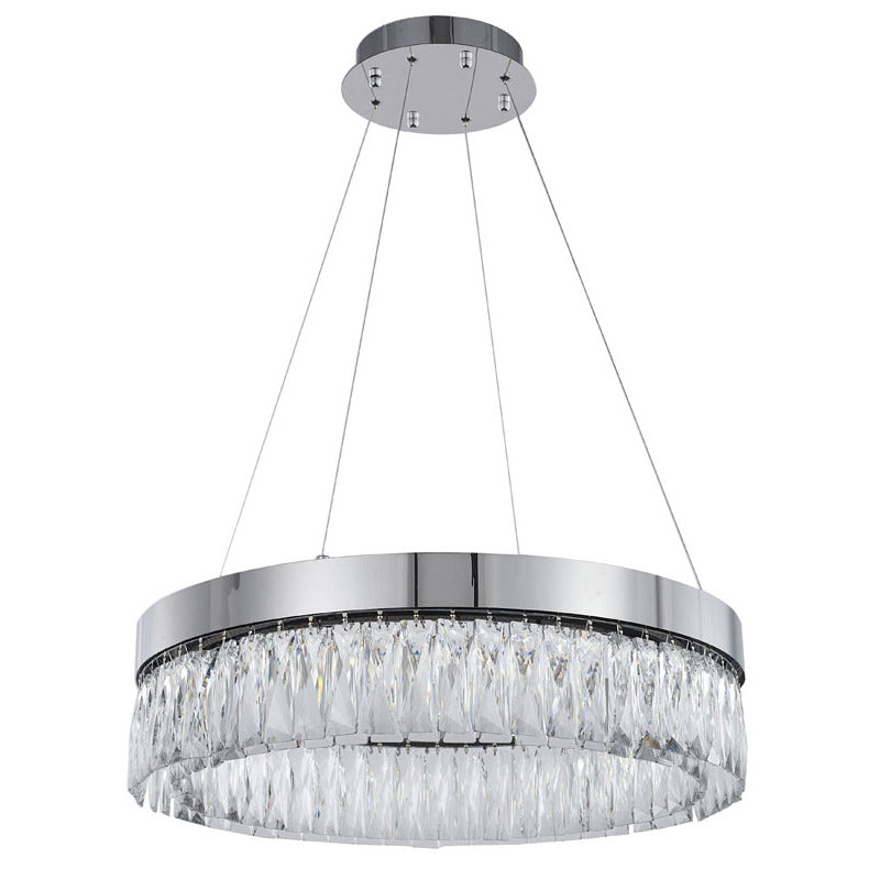 Round Frame LED Chandelier with Clear Hanging Crystals by Bethel - view 31