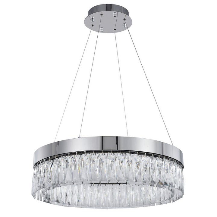 Round Frame LED Chandelier with Clear Hanging Crystals by Bethel - view 31
