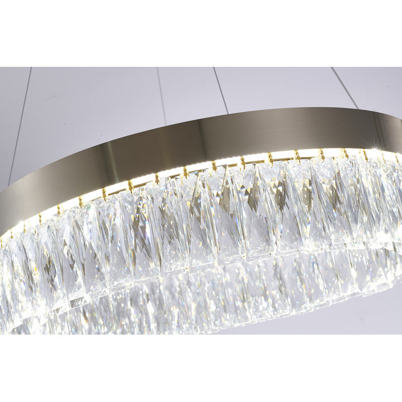 Round Frame LED Chandelier with Clear Hanging Crystals by Bethel - view 46