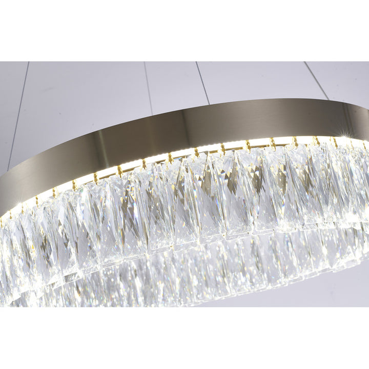 Round Frame LED Chandelier with Clear Hanging Crystals by Bethel - view 46