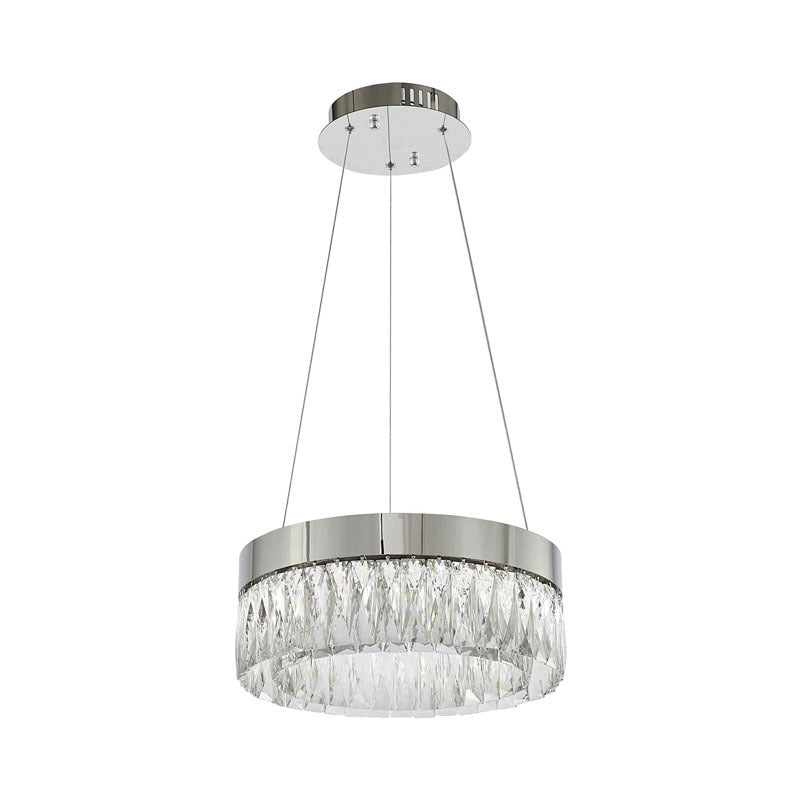 Round Frame LED Chandelier with Clear Hanging Crystals by Bethel - view 6