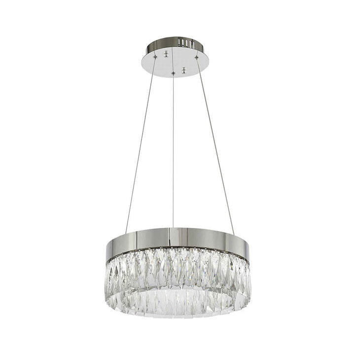 Round Frame LED Chandelier with Clear Hanging Crystals by Bethel - view 6