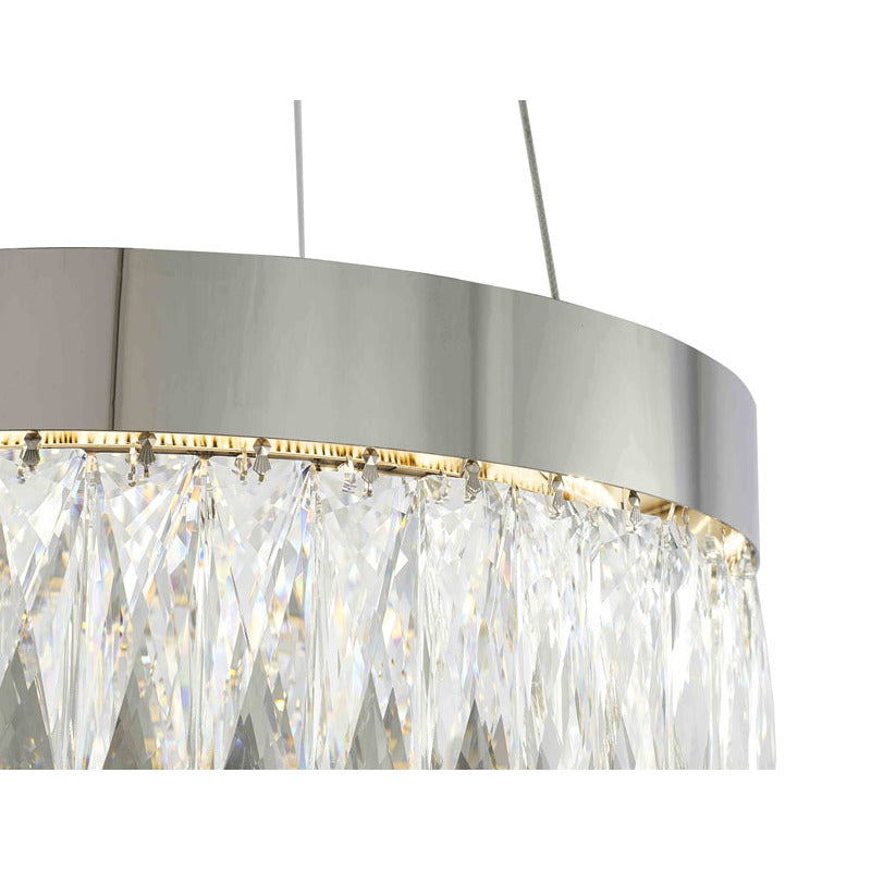 Round Frame LED Chandelier with Clear Hanging Crystals by Bethel - view 8