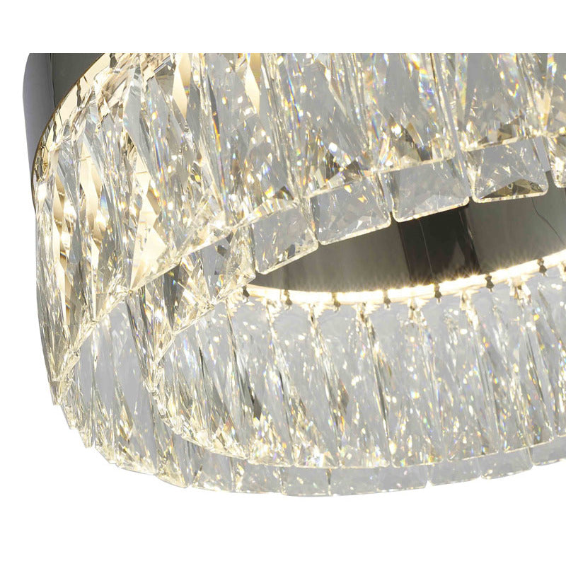 Round Frame LED Chandelier with Clear Hanging Crystals by Bethel - view 9