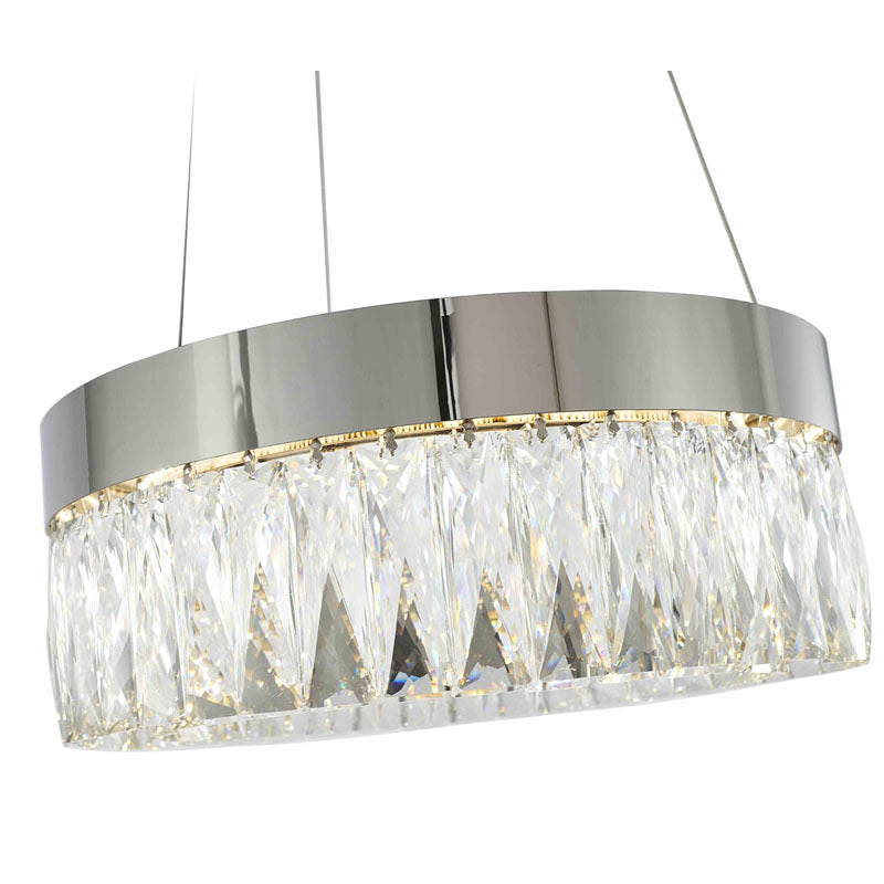 Round Frame LED Chandelier with Clear Hanging Crystals by Bethel - view 10