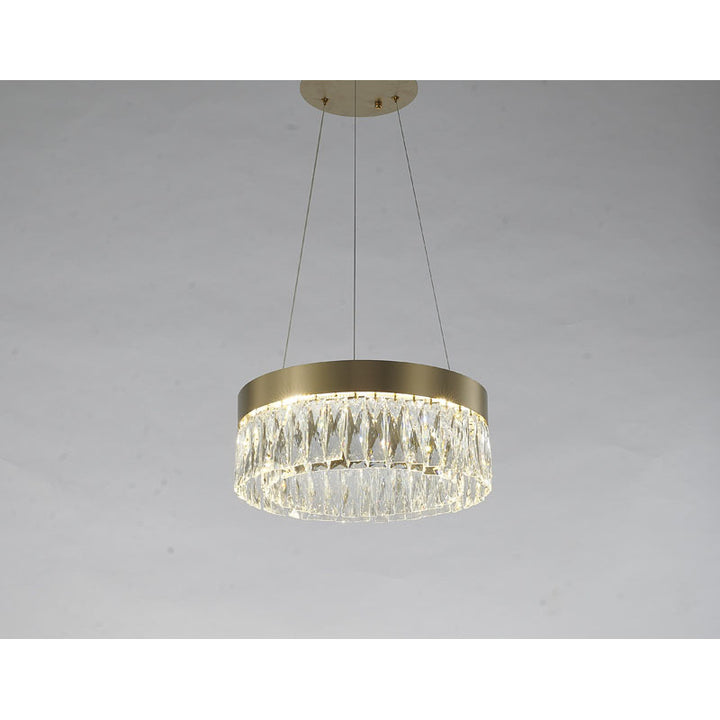 Round Frame LED Chandelier with Clear Hanging Crystals by Bethel - view 18