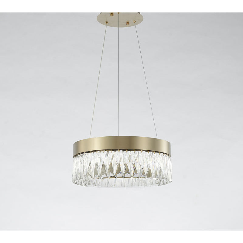 Round Frame LED Chandelier with Clear Hanging Crystals by Bethel - view 19