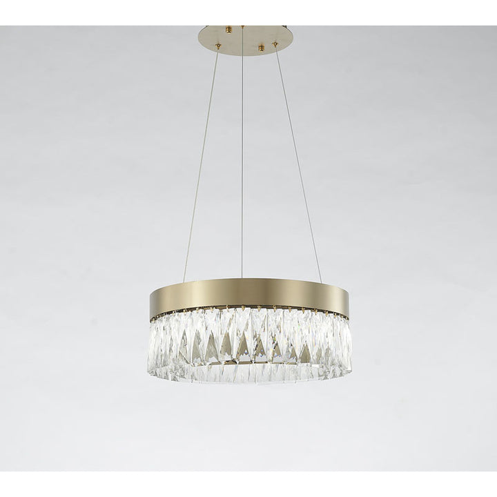 Round Frame LED Chandelier with Clear Hanging Crystals by Bethel - view 19
