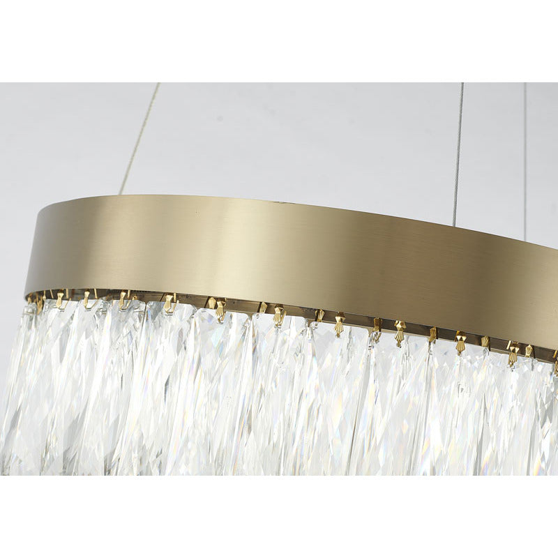 Round Frame LED Chandelier with Clear Hanging Crystals by Bethel - view 20