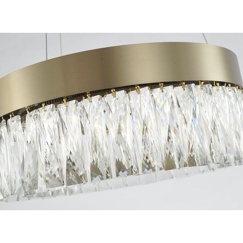 Round Frame LED Chandelier with Clear Hanging Crystals by Bethel - view 22