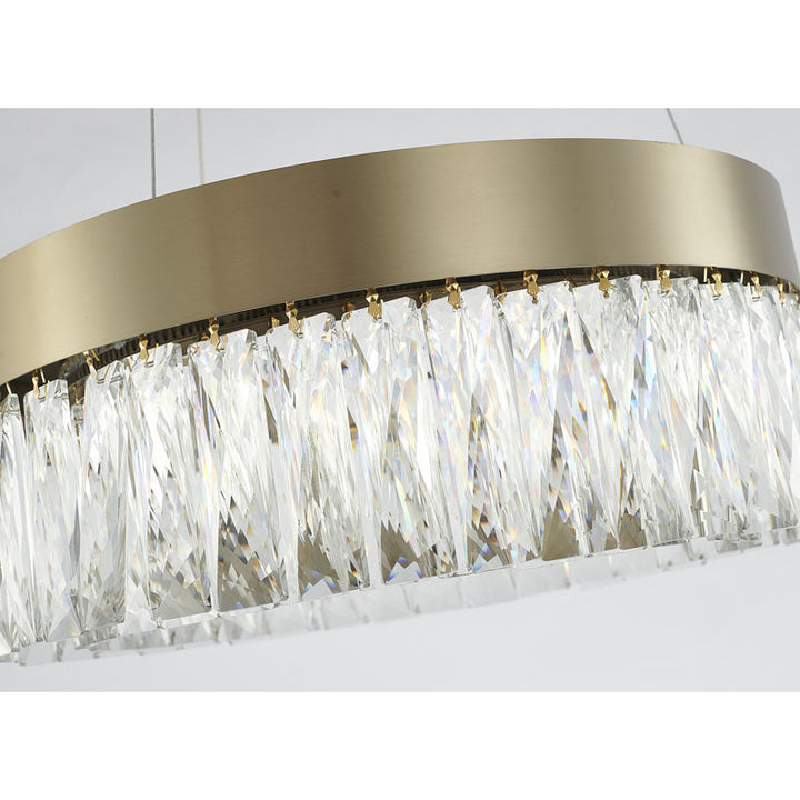 Round Frame LED Chandelier with Clear Hanging Crystals by Bethel - view 22
