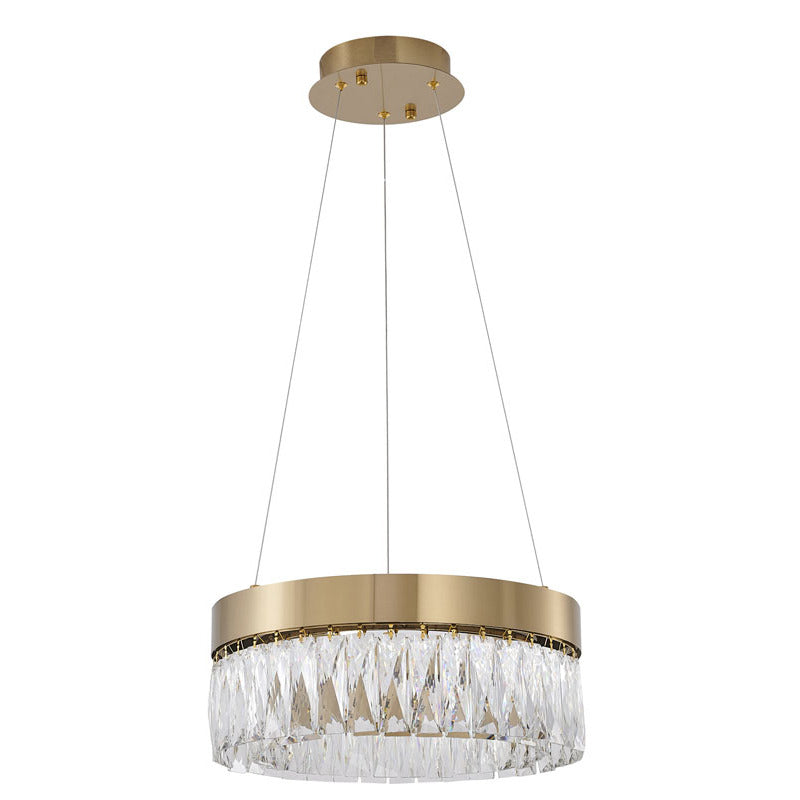 Round Frame LED Chandelier with Clear Hanging Crystals by Bethel - view 12