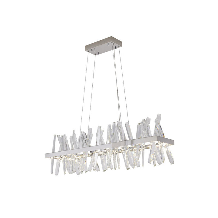 Hairline Frame LED Chandelier with Clear Crystals in Chrome by Bethel