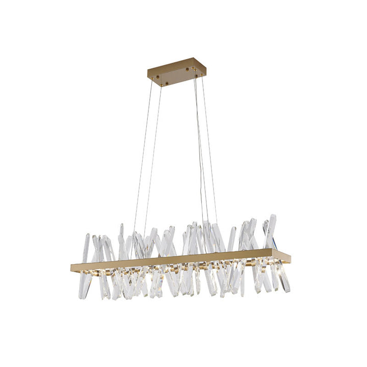 Hairline Frame LED Chandelier with Clear Crystals in Gold by Bethel