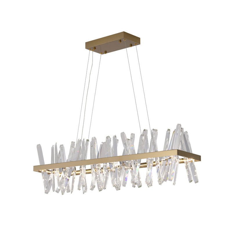 Hairline Frame LED Chandelier with Clear Crystals in Gold by Bethel