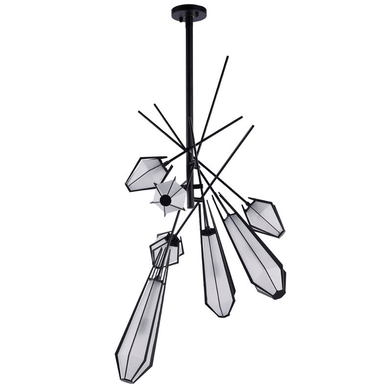 Metal Frame Chandelier with Frosted Glass Shades by Bethel - view 2