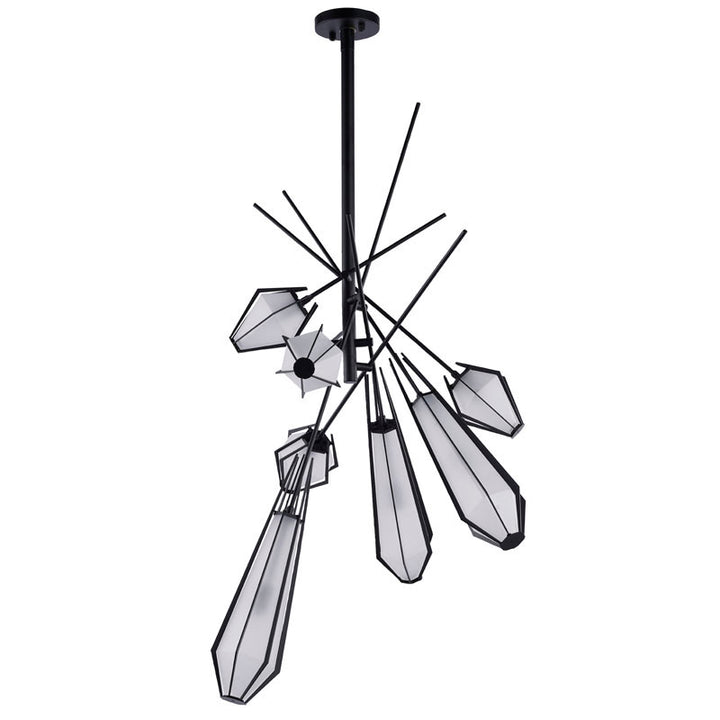 Metal Frame Chandelier with Frosted Glass Shades by Bethel - view 2