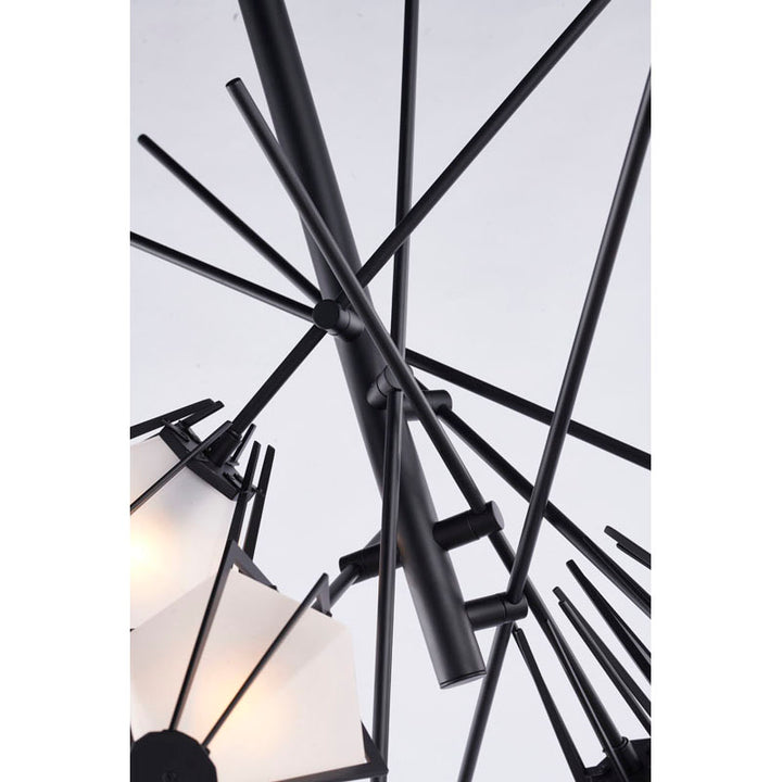Metal Frame Chandelier with Frosted Glass Shades by Bethel - view 5