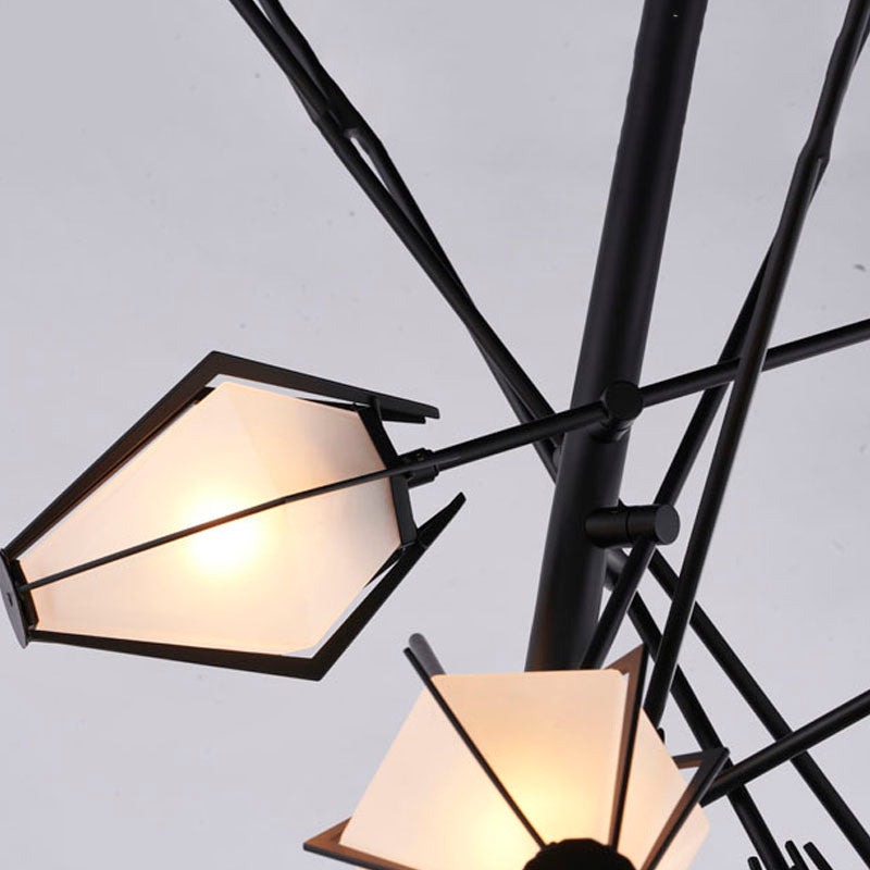 Metal Frame Chandelier with Frosted Glass Shades by Bethel - view 6