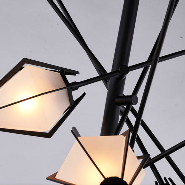 Metal Frame Chandelier with Frosted Glass Shades by Bethel - view 7
