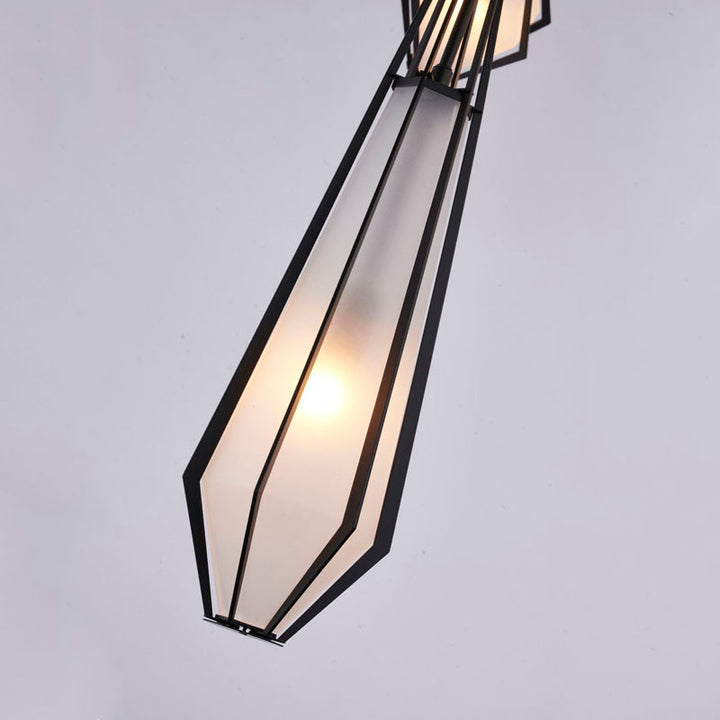 Metal Frame Chandelier with Frosted Glass Shades by Bethel - view 8