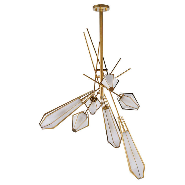 Metal Frame Chandelier with Frosted Glass Shades by Bethel - view 12