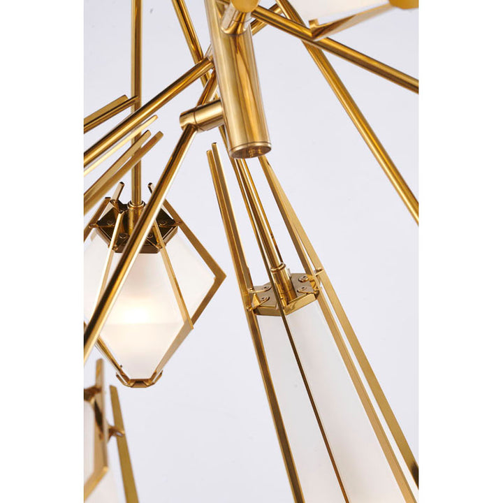Metal Frame Chandelier with Frosted Glass Shades by Bethel - view 13