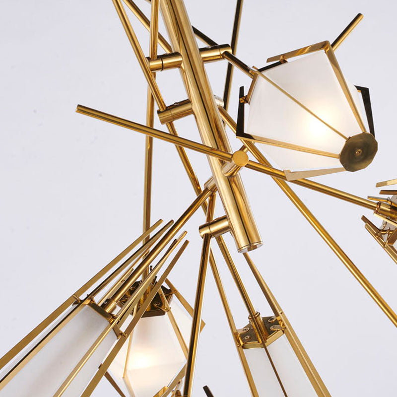 Metal Frame Chandelier with Frosted Glass Shades by Bethel - view 14