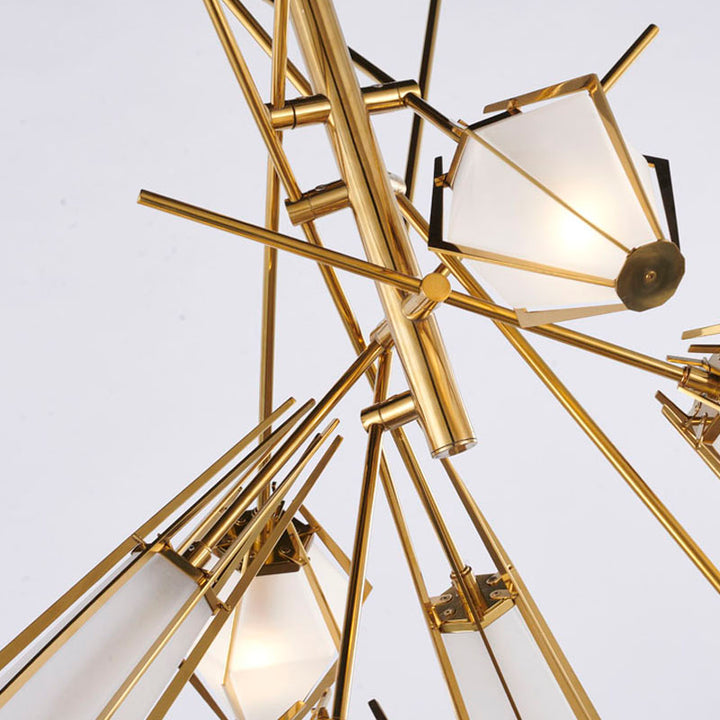Metal Frame Chandelier with Frosted Glass Shades by Bethel - view 14