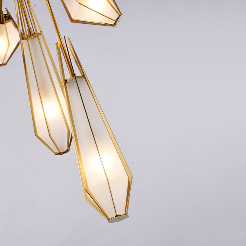 Metal Frame Chandelier with Frosted Glass Shades by Bethel - view 15
