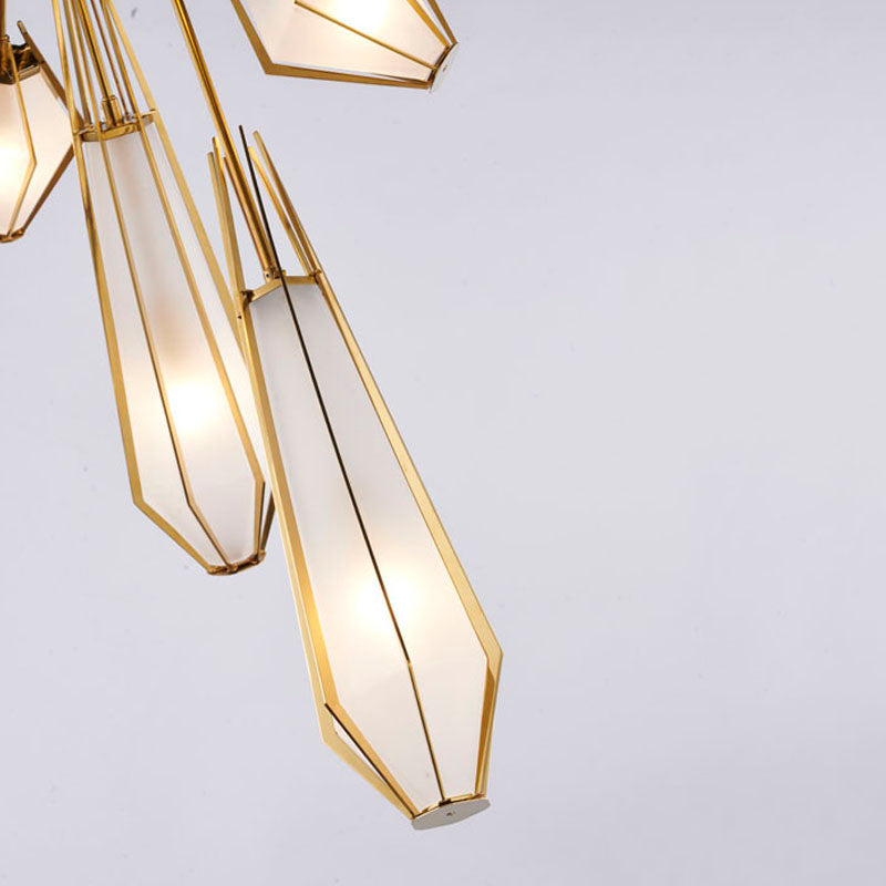 Metal Frame Chandelier with Frosted Glass Shades by Bethel - view 16