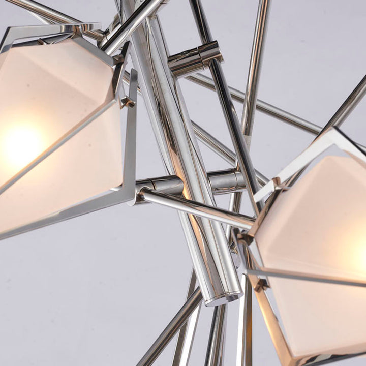 Metal Frame Chandelier with Frosted Glass Shades by Bethel - view 22
