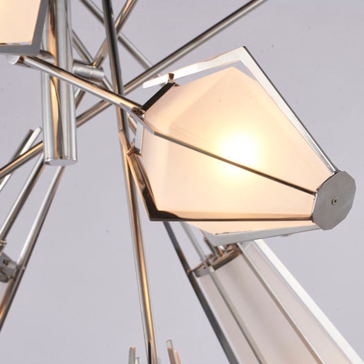 Metal Frame Chandelier with Frosted Glass Shades by Bethel - view 23