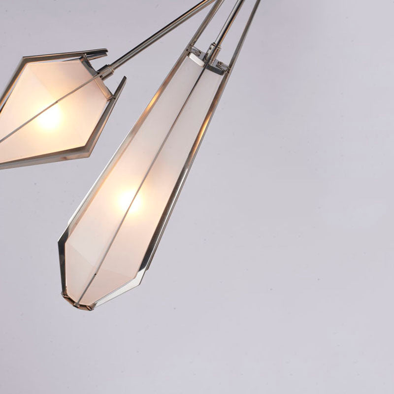 Metal Frame Chandelier with Frosted Glass Shades by Bethel - view 24