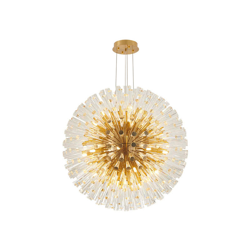 Frame Chandelier with Clear Crystal Spikes in Brass by Bethel