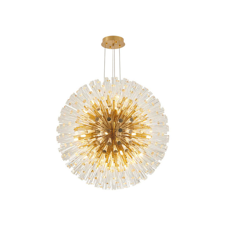 Frame Chandelier with Clear Crystal Spikes in Brass by Bethel