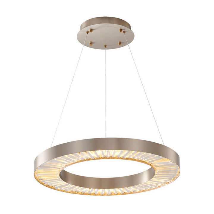 Halo Frame LED Chandelier with Clear Crystals, 4000K, by Bethel
