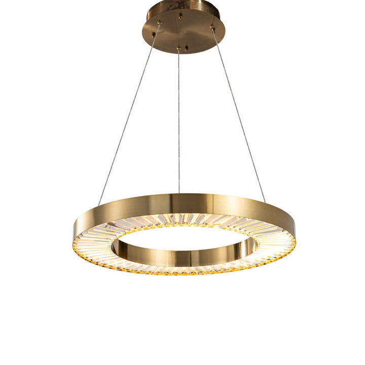 Halo Frame LED Chandelier with Clear Crystals, 3000K, by Bethel