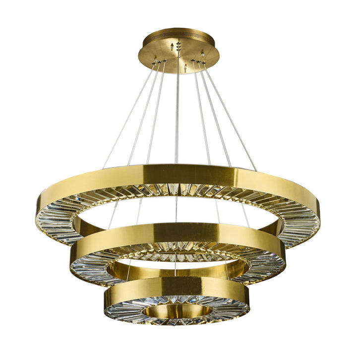 Three Tier Gold Ring Chandelier with Clear Crystal Diffuser by Bethel