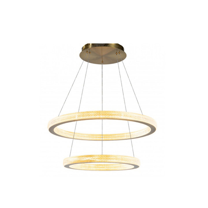 Sand Gold Frame Two Ring LED Chandelier with Acrylic Diffuser by Bethel
