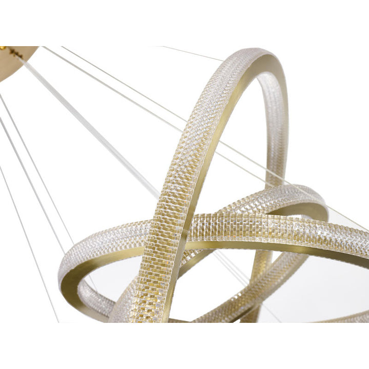 Sand Gold Frame Three Ring LED Chandelier with Acrylic Diffusers by Bethel - view 3
