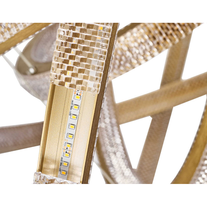 Sand Gold Frame Three Ring LED Chandelier with Acrylic Diffusers by Bethel - view 4