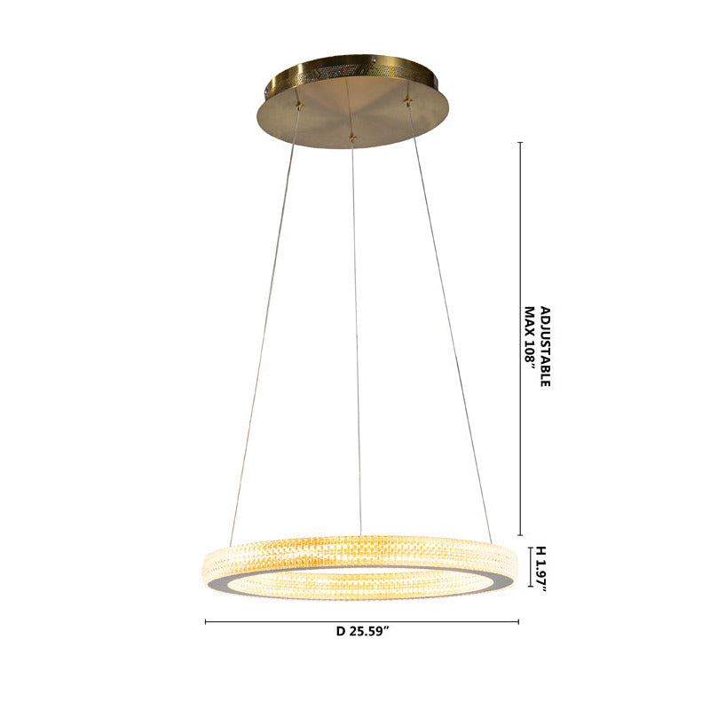 Sand Gold Halo Ring Chandelier with Acrylic Lens Size: D25.59" H1.97"