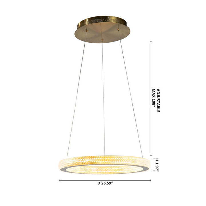 Sand Gold Halo Ring Chandelier with Acrylic Lens Size: D25.59" H1.97"