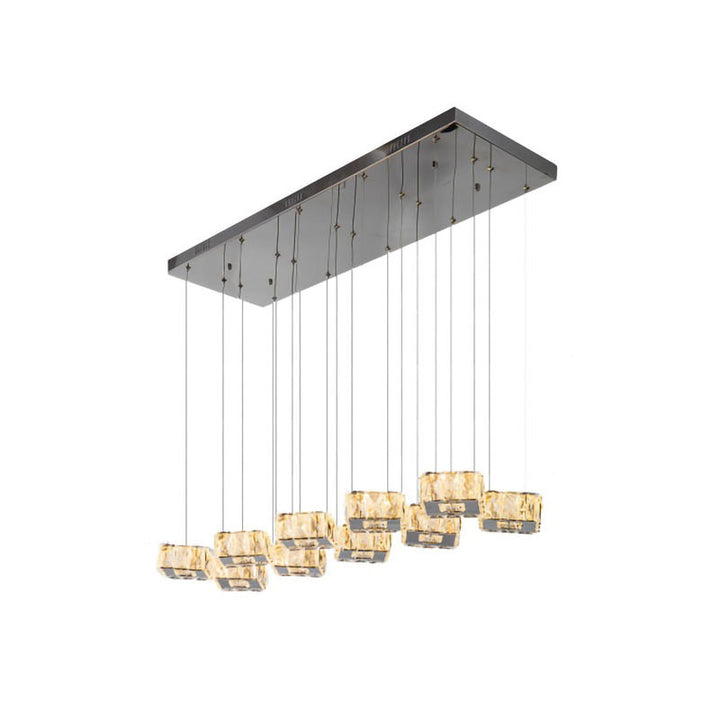 Chrome Metal Frame LED Island Light with Clear Crystal Hanging Pendants by Bethel