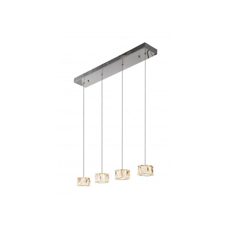 Chrome Metal Frame LED Island Light with Clear Crystal Hanging Pendants (GL320) by Bethel