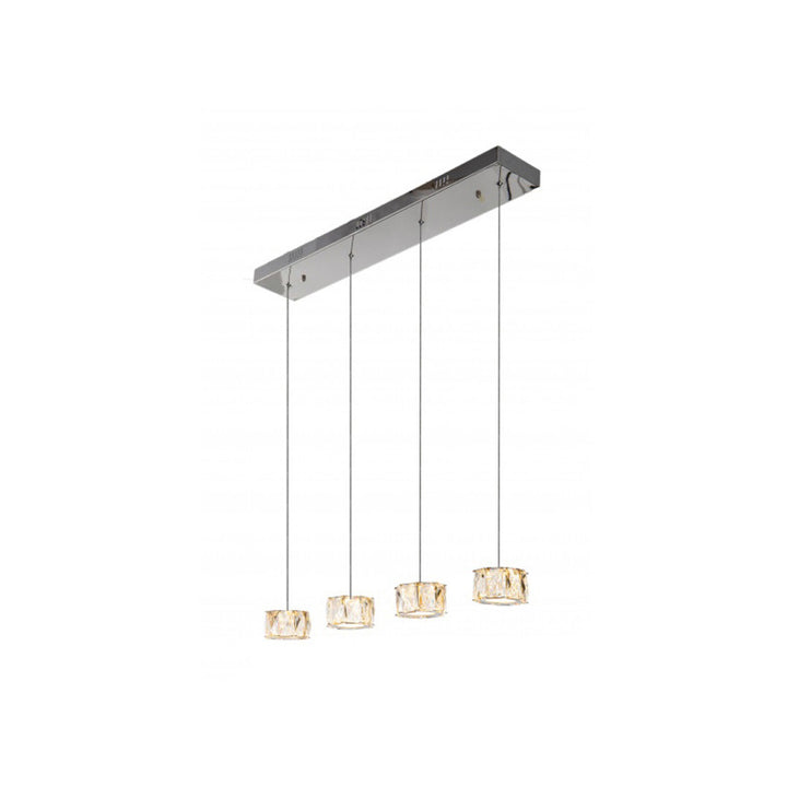 Chrome Metal Frame LED Island Light with Clear Crystal Hanging Pendants (GL320) by Bethel