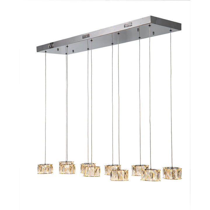 Chrome Framed Island Light with Clear Crystal LED Hanging Pendants by Bethel - view 2